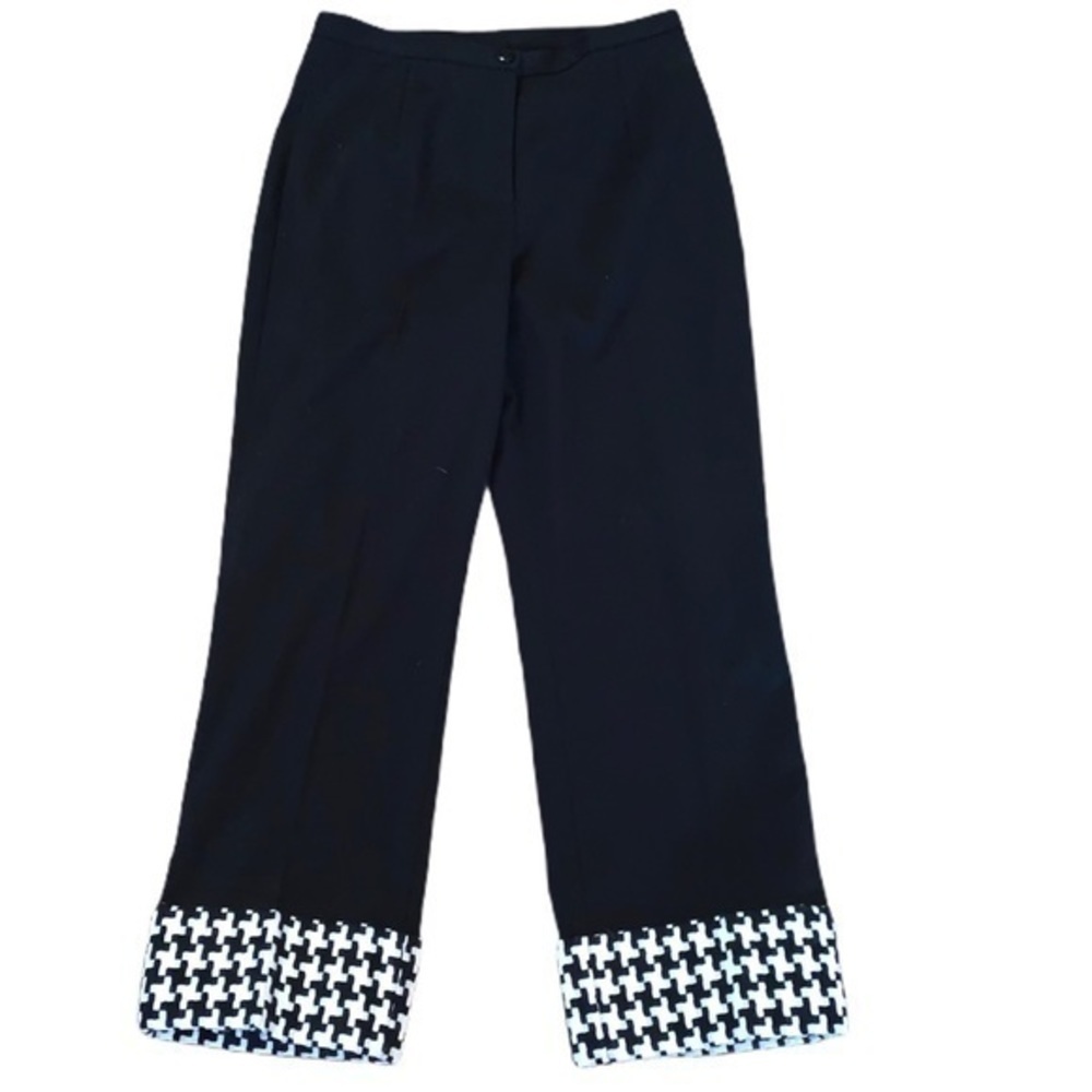 Spiegel black cropped pants black & white houndstooth Cuff 6 NWOT new - Picture 5 of 11